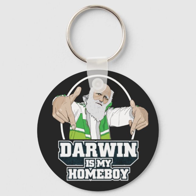 Darwin Is My Homeboy (Full Colour) Key Ring (Front)