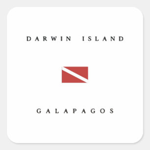 Darwin Island Galapagos Scuba Dive Flag Square Sticker