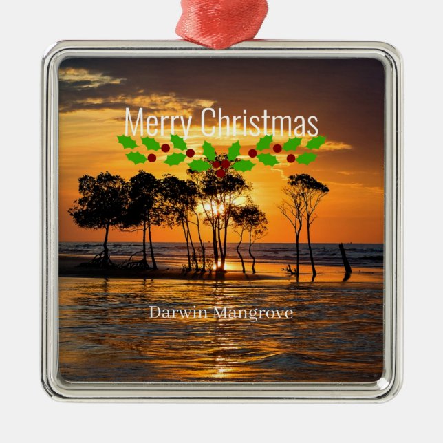 Darwin mangrove, Merry Christmas Metal Ornament (Front)