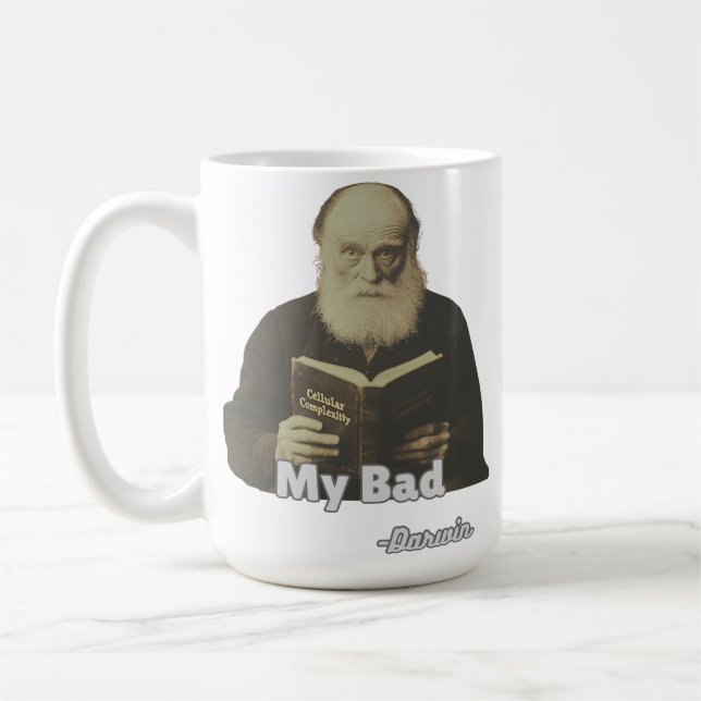 Darwin “My Bad!” Mug- Evolutionary Humor  Coffee Mug (Left)