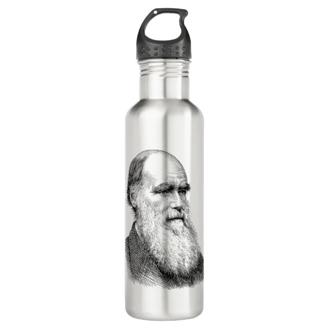 Darwin Portrait Evolution/ Charles Darwin 710 Ml Water Bottle (Front)