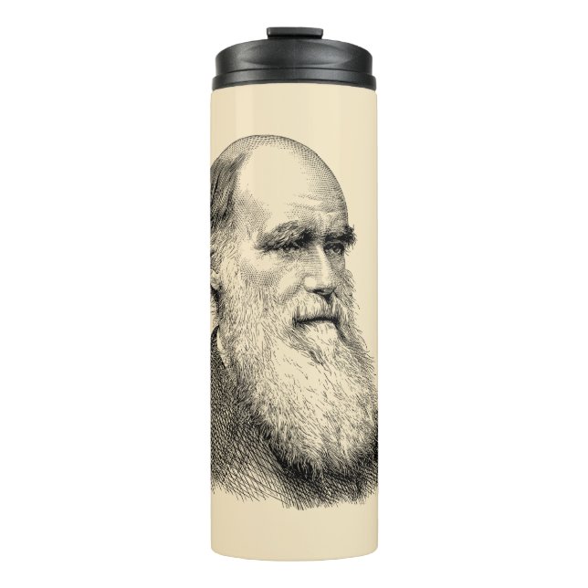 Darwin Portrait Evolution/ Charles Darwin Thermal Tumbler (Front)