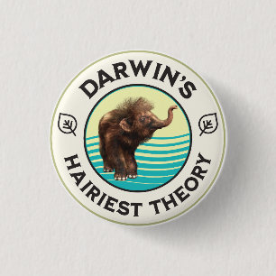 Darwin’s Hairiest Theory Cute Woolly Mammoth 3 Cm Round Badge
