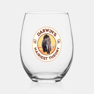Darwin’s Hairiest Theory Cute Woolly Mammoth  Stemless Wine Glass