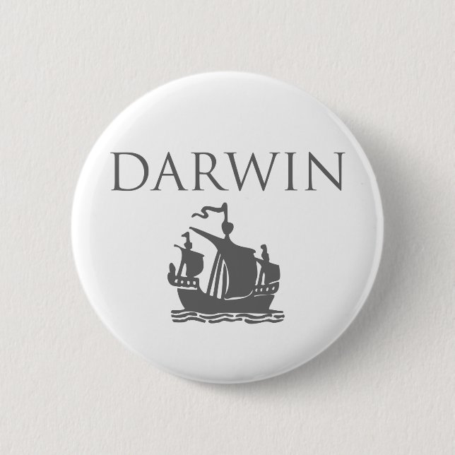 Darwin & Ship 6 Cm Round Badge (Front)