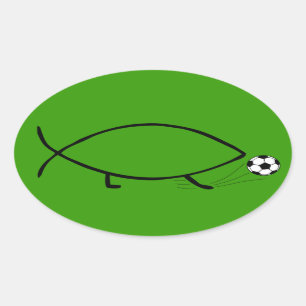 Darwin Soccer Kick Oval Sticker