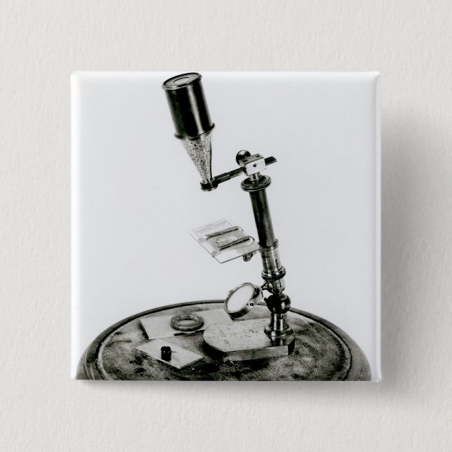 Darwin's microscope 15 cm square badge (Front)