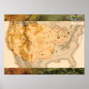 Darwin's World Twisted Earth Map w/background Poster