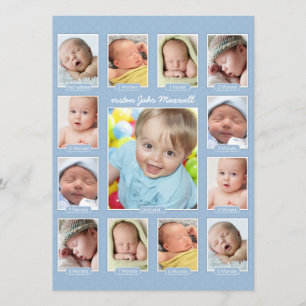 Das Jahr-Foto-Andenken-Collagen-Druck des Babys Invitation