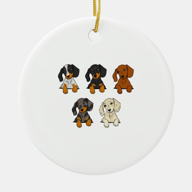 Daschund Ceramic Ornament (Front)
