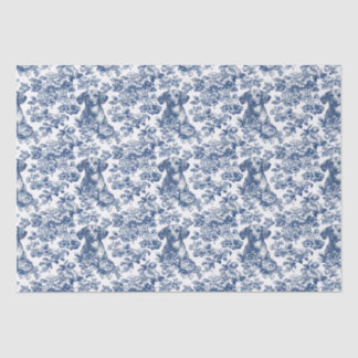 Daschund Dog Blue Toile Pattern Tissue Paper