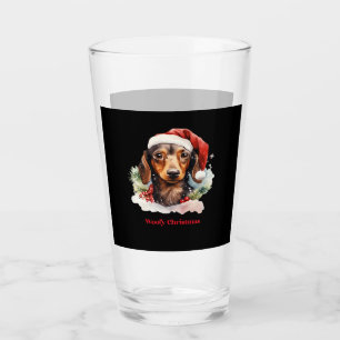 Daschund Dog Christmas Santa Hat Xmas Light Woofy Glass