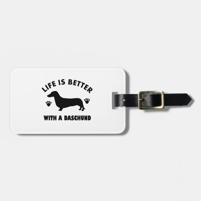 daschund dog design luggage tag (Front Horizontal)