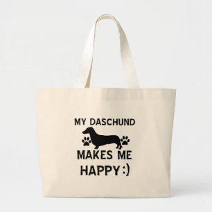 Daschund dog designs large tote bag