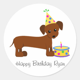 DaschundBDay Classic Round Sticker