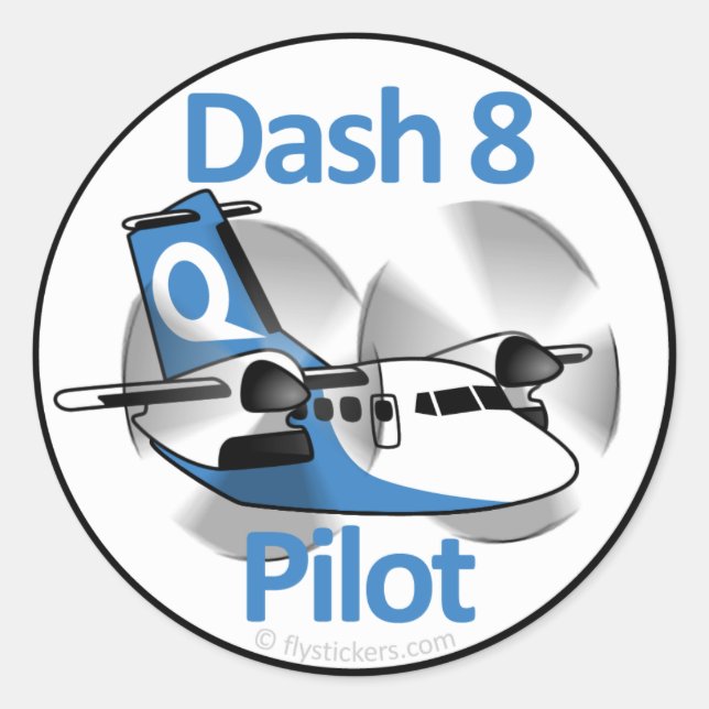 Dash 8 Pilot (Factory Livery) Classic Round Sticker (Front)