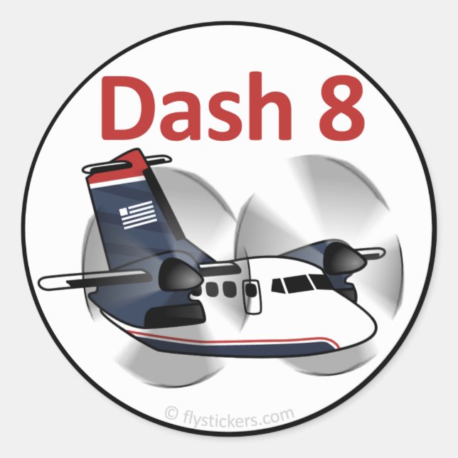 Dash 8 (USAir Express Livery) Classic Round Sticker (Front)