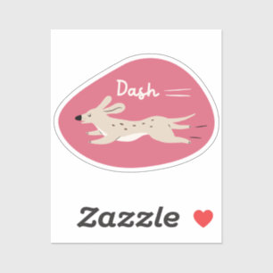 "dash" cute illustrated beige long dog pink