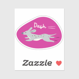 "dash" cute illustrated grey long dog magenta