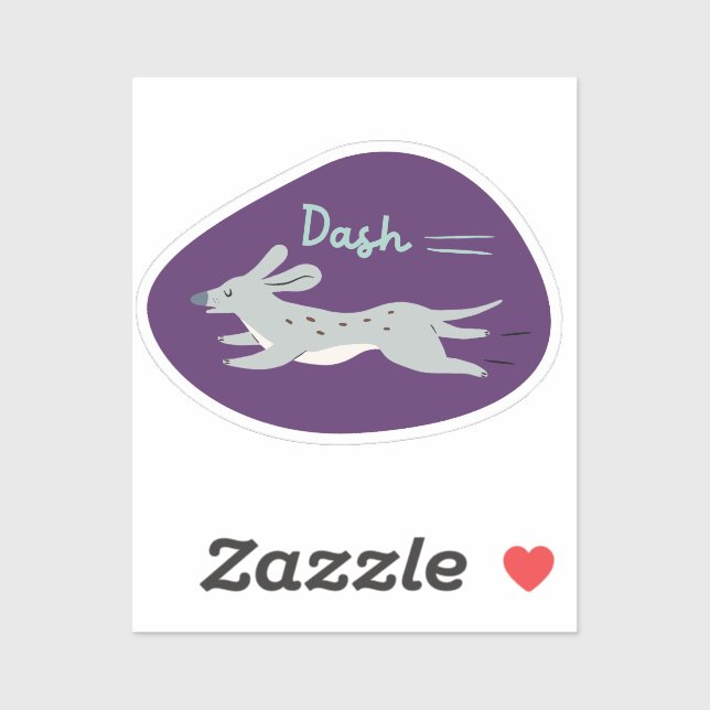 "dash" cute illustrated grey long dog purple aqua (Sheet)