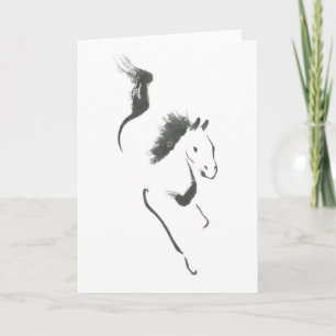 Dash to Safety, Sumi-e Year of the Horse Holiday Card