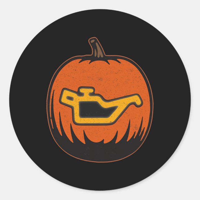 Dashboard Car Oil Problem Light Funny Pumpkin Hall Classic Round Sticker (Front)