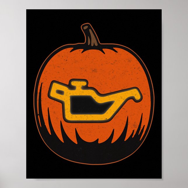 Dashboard Car Oil Problem Light Funny Pumpkin Hall Poster (Front)
