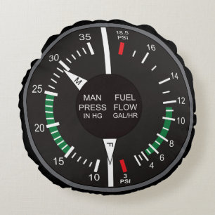 Dashboard Manifold Pressure and Fuel Flow Aeroplan Round Cushion