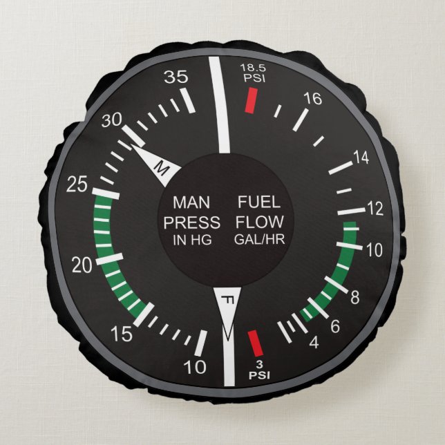Dashboard Manifold Pressure and Fuel Flow Aeroplan Round Cushion (Front)