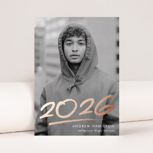 Dashed 2025 Foil Photo Graduation Announcement
