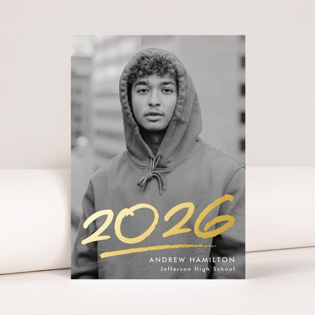 Dashed 2025 Foil Photo Graduation Announcement (Creator Uploaded)