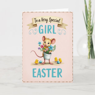 Dashed Border Easter Girl Card