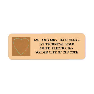 Dashed Green Heart on Tan Custom Address Labels