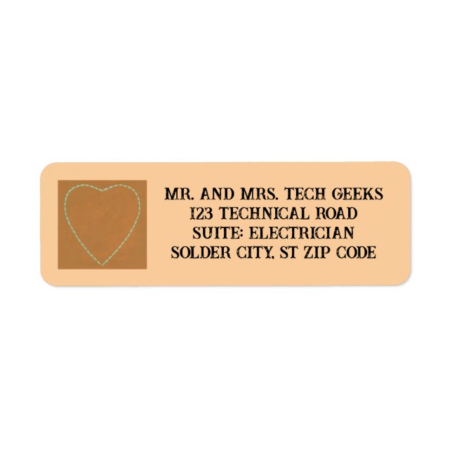 Dashed Green Heart on Tan Custom Address Labels (Front)