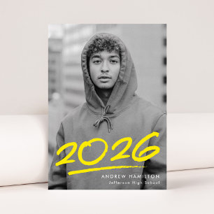 Dashed Yellow Class of 2023 Photo Graduation Announcement