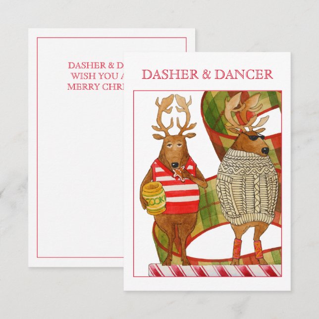 DASHER DANCER 3.5x5 Flat Christmas Card (Front/Back)