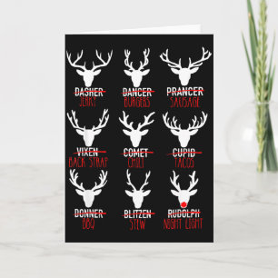 Dasher Dancer Prancer & Bourbon Christmas Holi Card