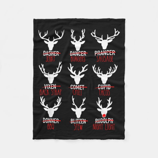 Dasher Dancer Prancer &amp; Bourbon Christmas Holi Fleece Blanket (Front)