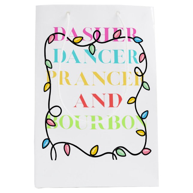 Dasher Dancer Prancer and Bourbon Medium Gift Bag (Front)