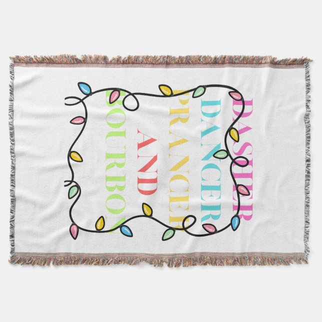 Dasher Dancer Prancer and Bourbon Throw Blanket (Front)