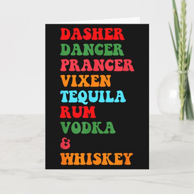 Dasher Dancer Prancer Vixen Tequila Rum Vodka Desi Card (Front)