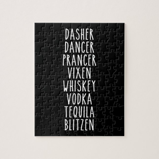 Dasher Dancer Prancer Vixen Whiskey Vodka Tequila Jigsaw Puzzle (Vertical)