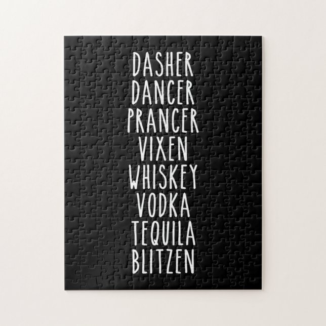Dasher Dancer Prancer Vixen Whiskey Vodka Tequila Jigsaw Puzzle (Vertical)