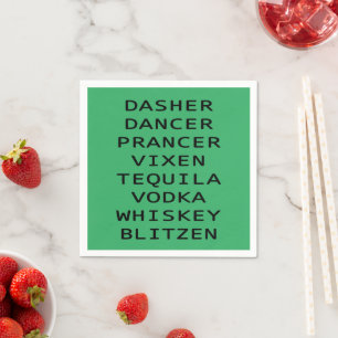 Dasher Dancer Vixen Vodka Tequila Whiskey Blitzen Napkin