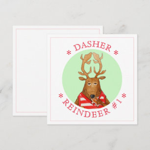DASHER REINDEER 5.25" Square Flat Card