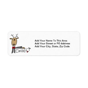 Dasher Reindeer Christmas T-shirts and Gifts Return Address Label