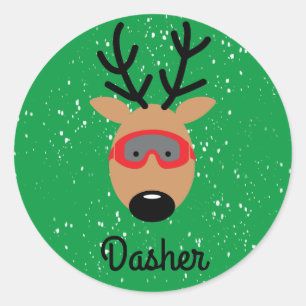 Dasher Reindeer Classic Round Sticker
