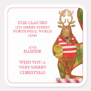 DASHER REINDEER Large Address Envelope Seals