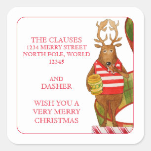 DASHER REINDEER Small Address Envelope Seals