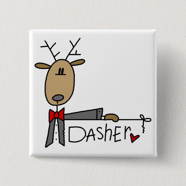 Dasher Reindeer Tshirts and Gifts 15 Cm Square Badge (Front)